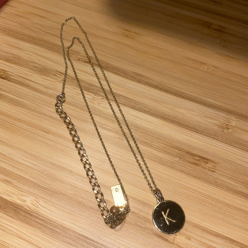 Kate Spade K inital monogram necklace gold